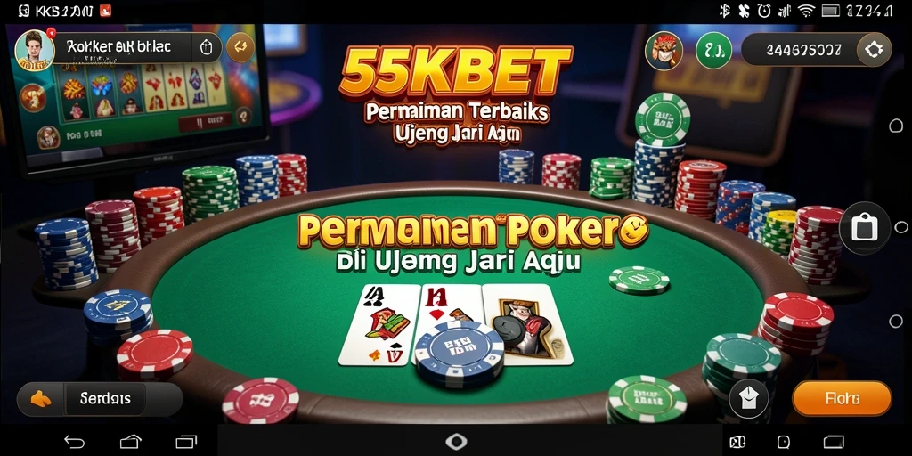 Tampilan menarik dari gameplay poker di 55KBET.