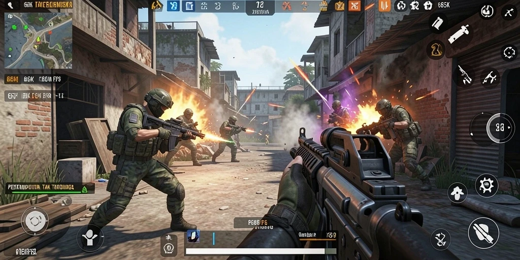Gameplay mendebarkan dalam 66K dengan aksi FPS intens.
