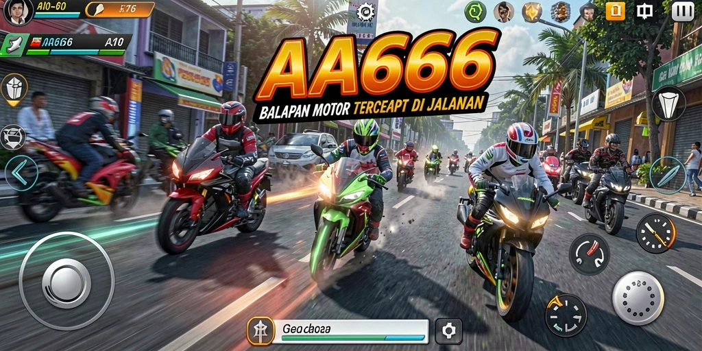 Tampilan gameplay <strong>AA666</strong> yang mendebarkan saat balapan motor.