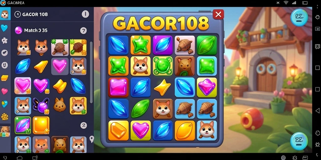 Tampilan gameplay GACOR108 yang menampilkan keseruan Match-3.