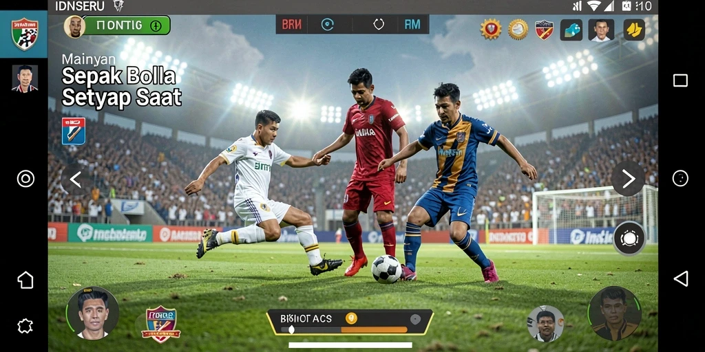 Tampilan permainan sepak bola yang seru di IDNSERU.