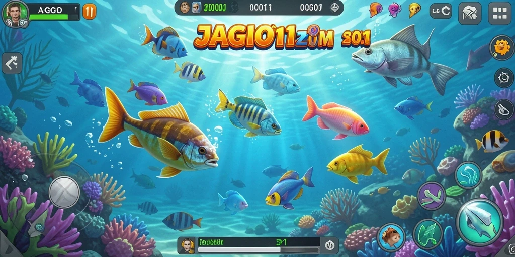 Gameplay seru JAGO11 menampilkan aksi menembak ikan yang mendebarkan.