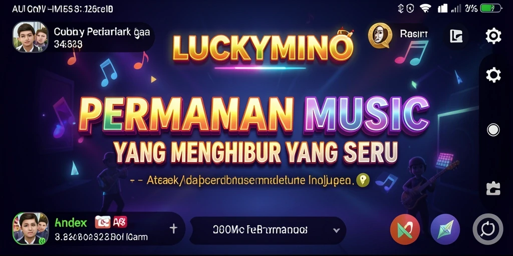 Screenshot gameplay menunjukkan aksi seru dalam LUCKYMINO dengan musik