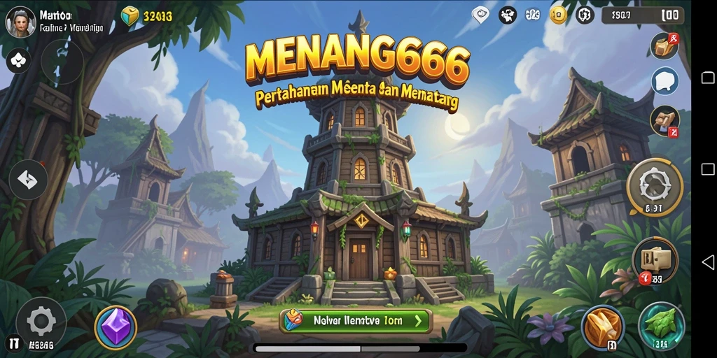 Screenshot gameplay MENANG666 menampilkan serangan menara yang epik.