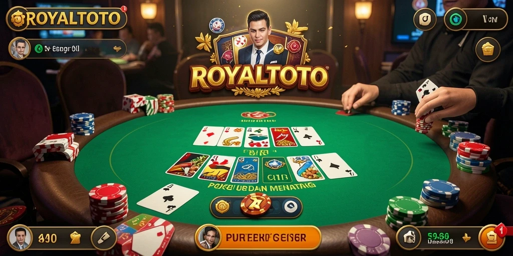 Screenshot gameplay ROYALTOTO menampilkan aksi poker yang mendebarkan.