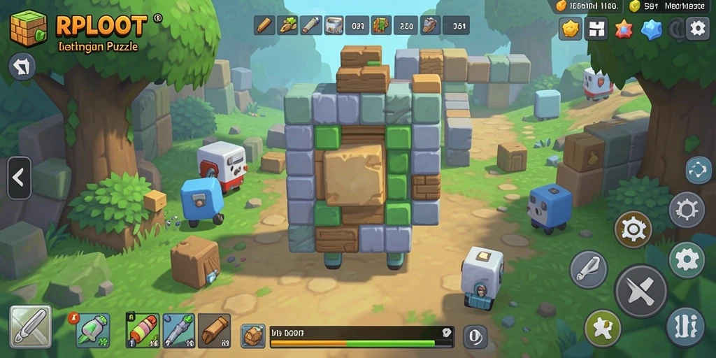Tampilan gameplay menarik RPLOOT saat menyelesaikan puzzle.