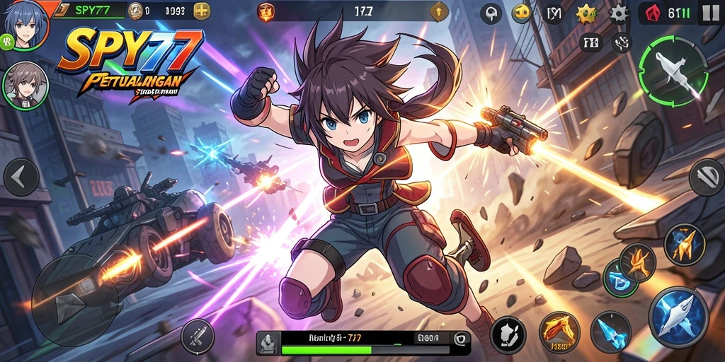 Tampilan gameplay seru dan karakter anime yang cantik di SPY77.
