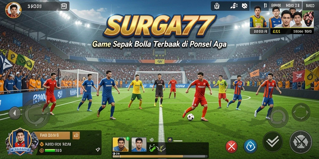Screenshot SURGA77 menampilkan aksi seru pertandingan sepak bola.