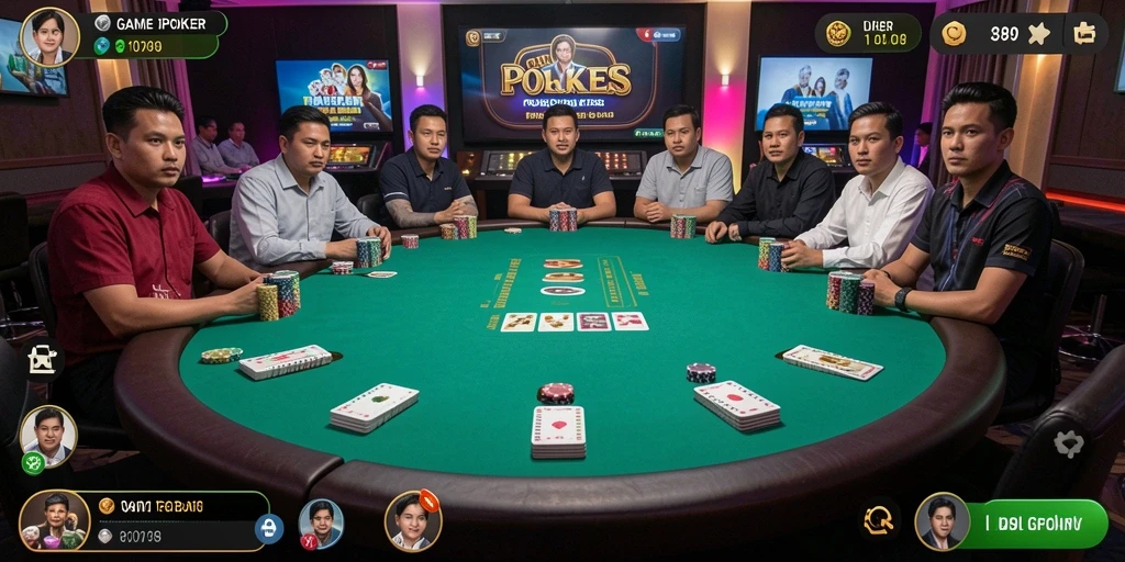 Tampilan gameplay poker yang seru dan kompetitif di V89.