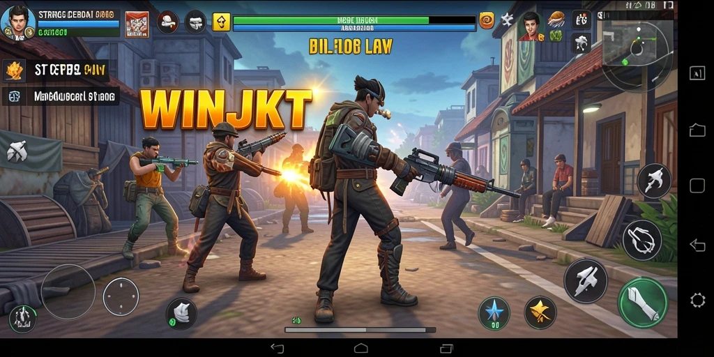 Tangkapan layar gameplay WINJKT dengan aksi strategi yang mendebarkan.