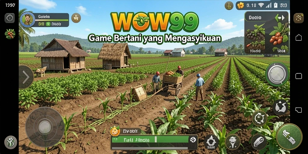 Tampilan gameplay WOW99 dengan aktivitas bertani yang seru.