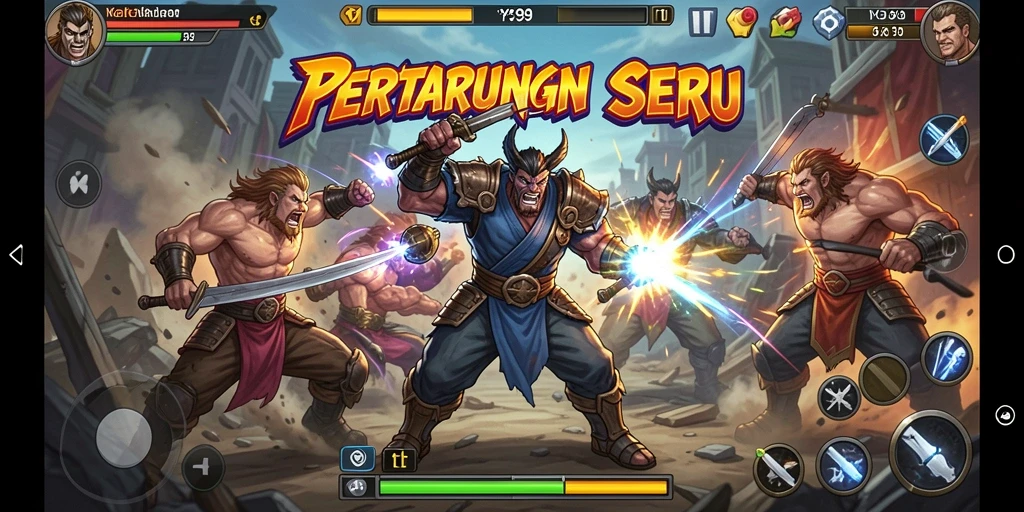 Tampilan pertarungan epik dengan karakter kuat di Y89.